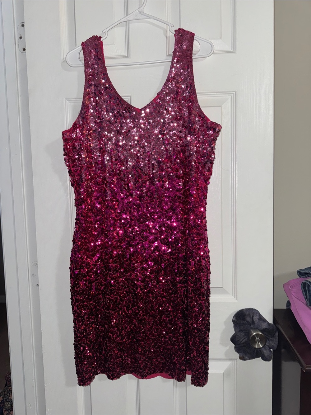 Sleeveless Fuchsia Sequin Party Dress